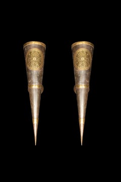 Pair of 20th Century Moroccan Pierced Metal Cone Wall Sconces