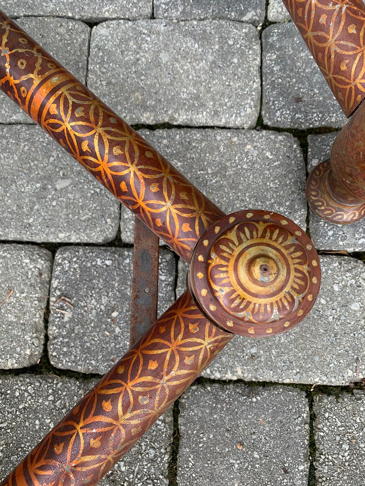 Pair of 20th Century Moroccan Style Painted Stands/Ottomans, circa 1960 4