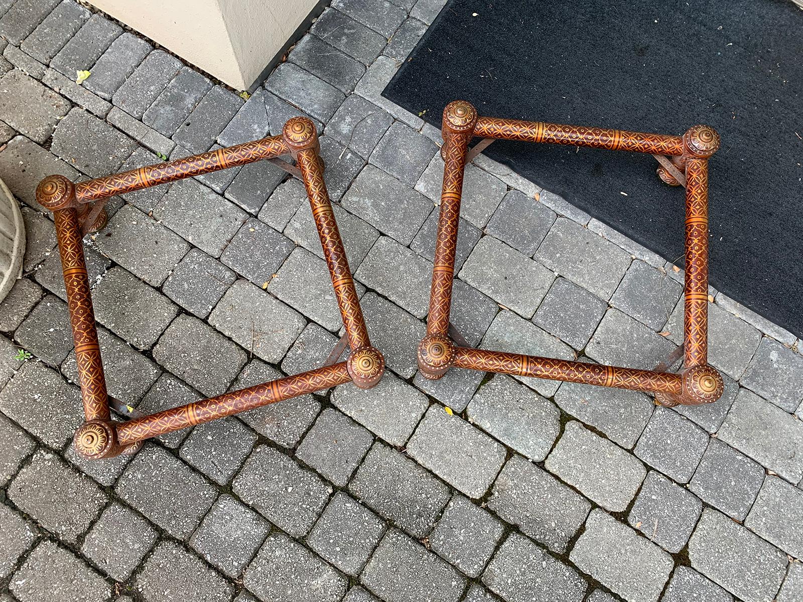 Pair of 20th Century Moroccan Style Painted Stands/Ottomans, circa 1960 In Good Condition In Atlanta, GA