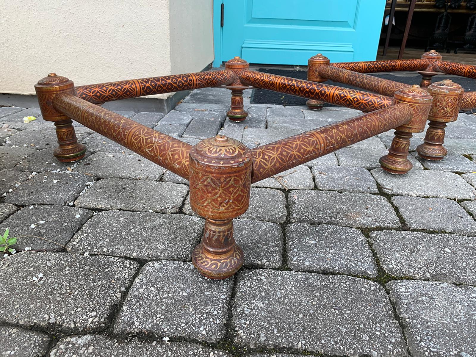 Mid-20th Century Pair of 20th Century Moroccan Style Painted Stands/Ottomans, circa 1960