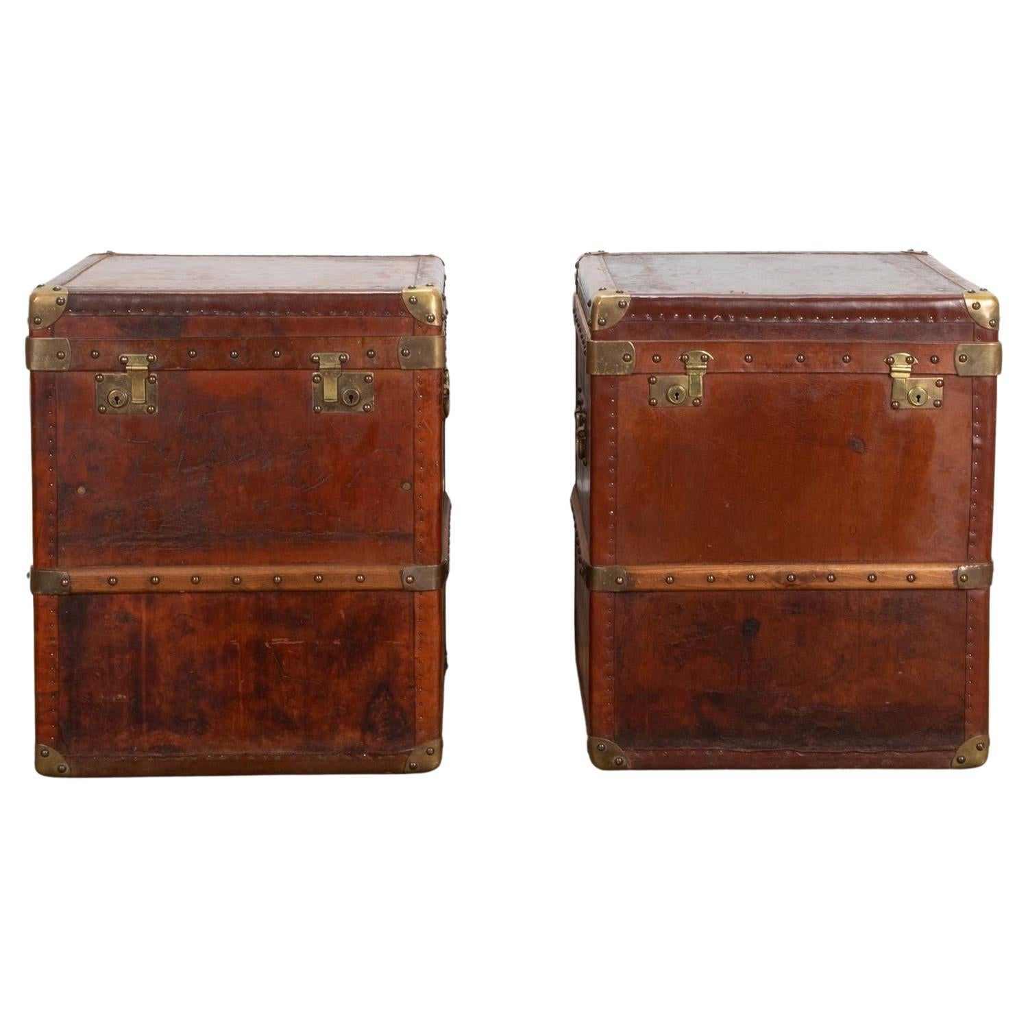 Coppia di bauli in pelle Mulberry Home del XX secolo in vendita