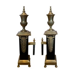 Pair of 20th Century Neoclassical Andirons by William Jackson, Labeled