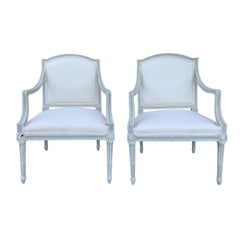 Pair of 20th Century Neoclassical Armchairs with Custom Finish