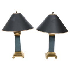 Pair of 20th Century Neoclassical Column Table Lamps