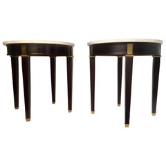 Pair of 20th Century Neoclassical Ebonized End Tables or Gueridon Pair of 20th Century Neoclassical Ebonized End Tables or Gueridon