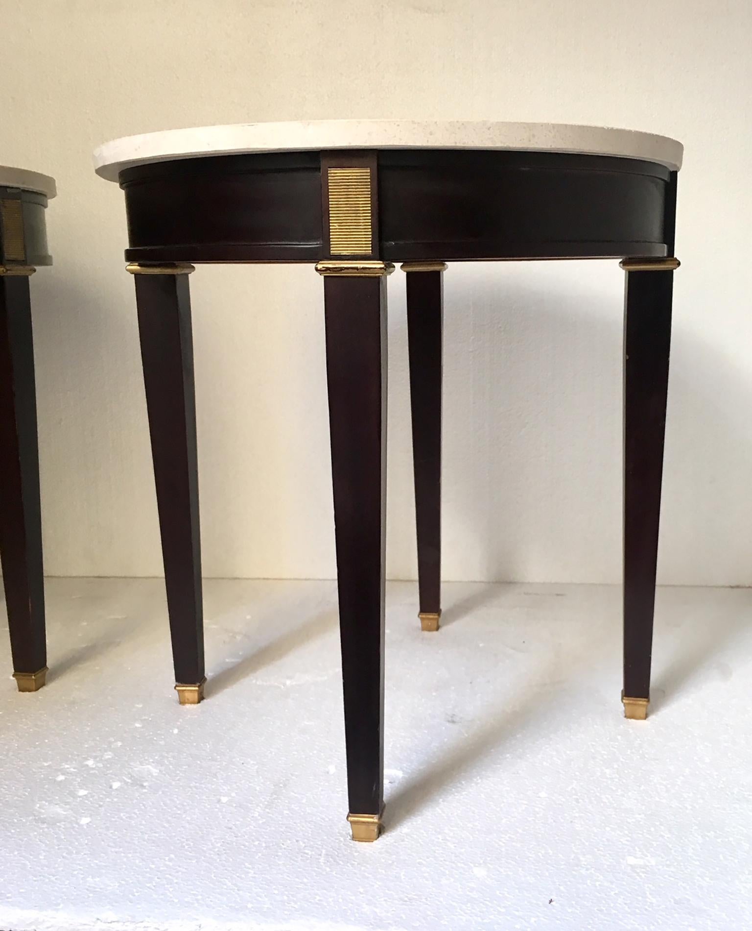 Pair of 20th Century Neoclassical Ebonized End Tables or Gueridon 1