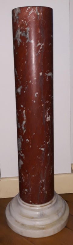 Pair of 20th Century Neoclassical France Red Marble Columns, Italy, 1950