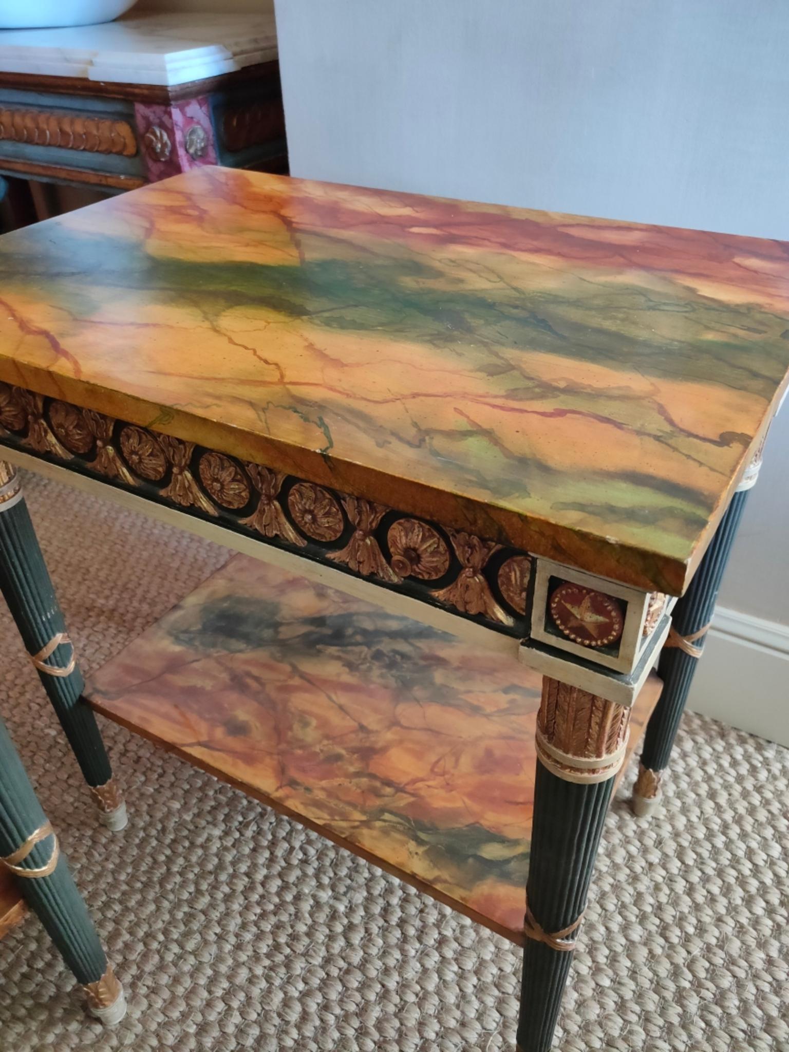 Pair of 20th Century Neoclassical Hand Painted One Drawer Side Tables 6