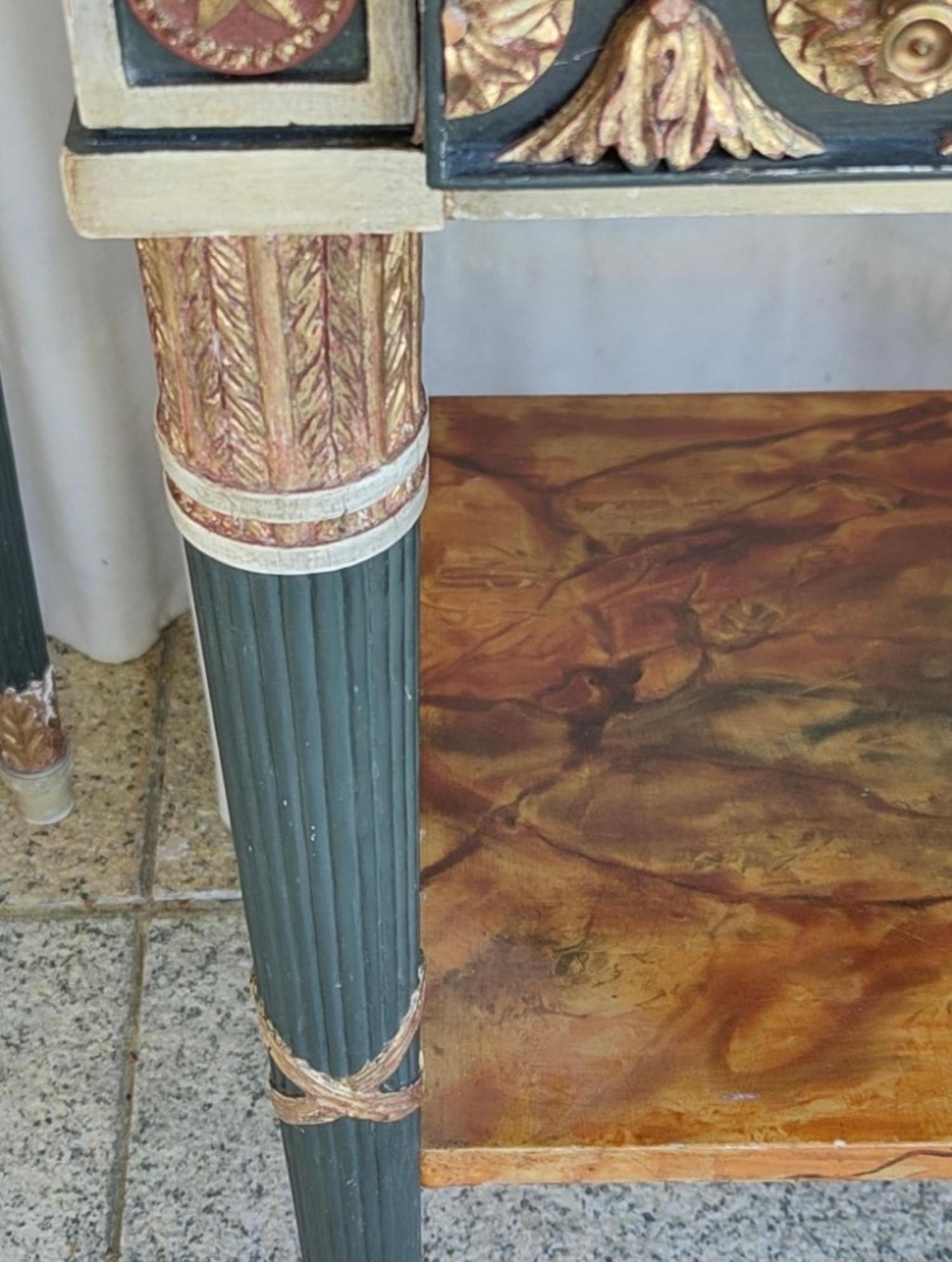 Neoclassical Revival Pair of 20th Century Neoclassical Hand Painted One Drawer Side Tables For Sale