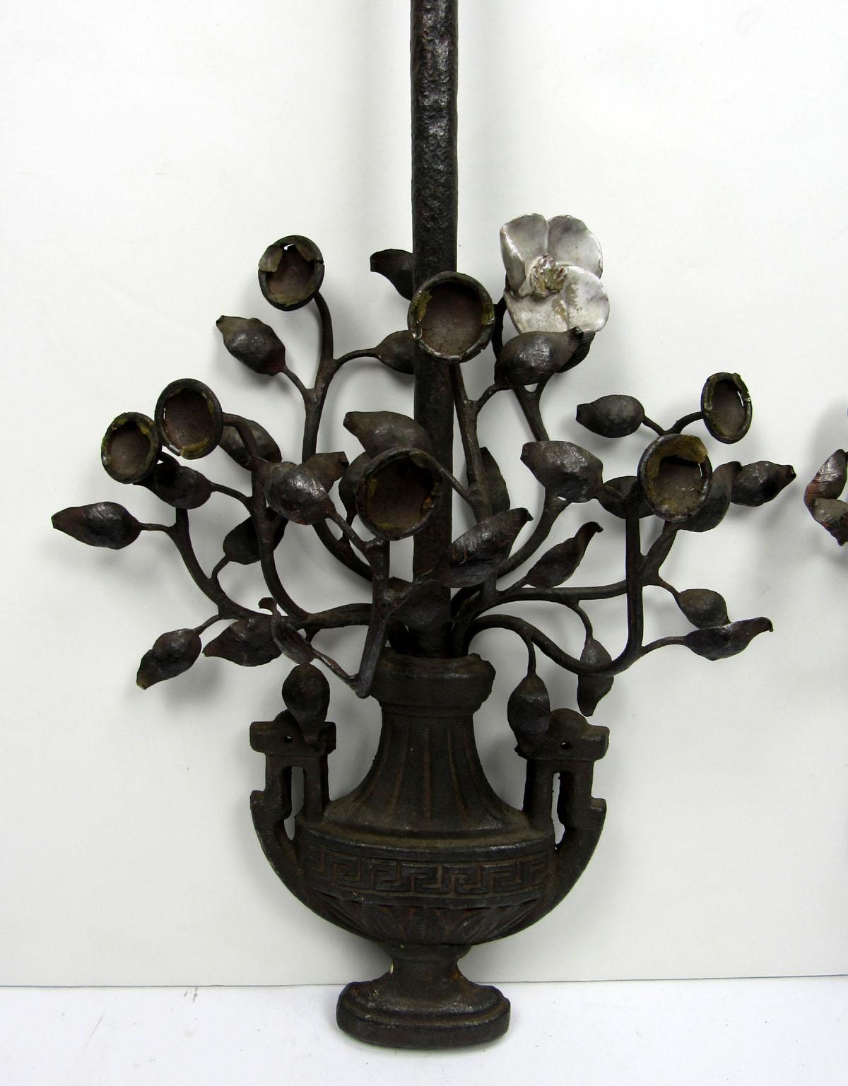 American Pair of 20th Century Neoclassical Iron Sconces
