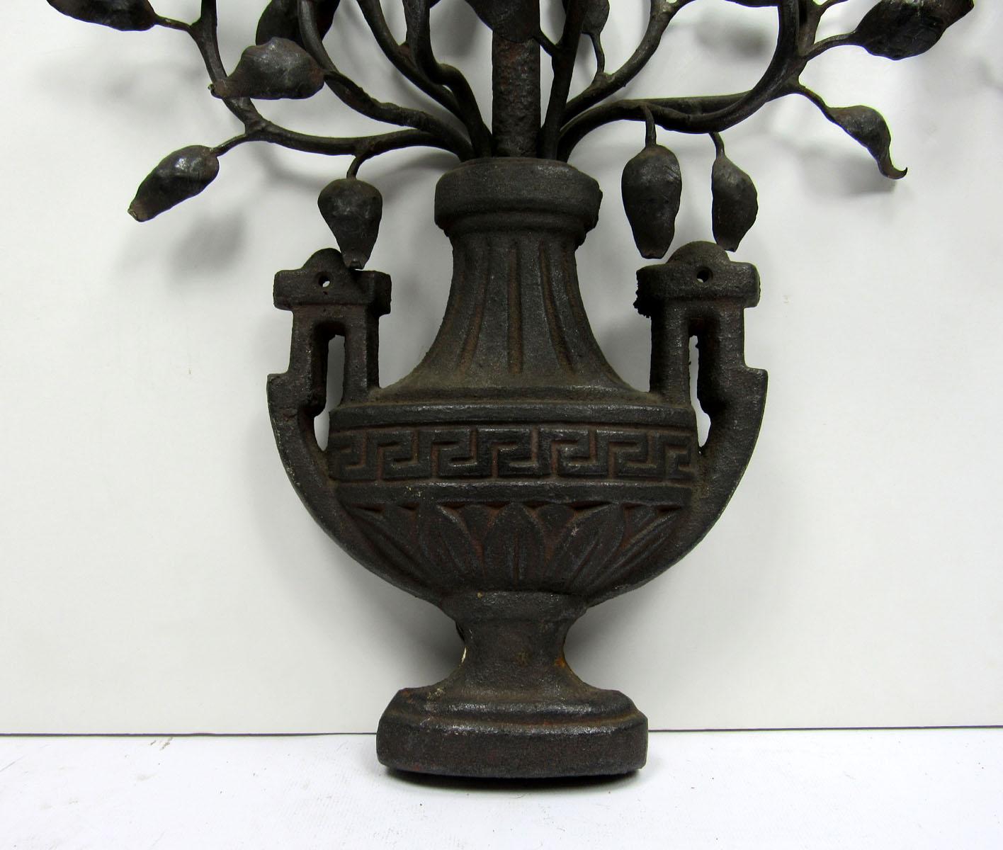 Wrought Iron Pair of 20th Century Neoclassical Iron Sconces