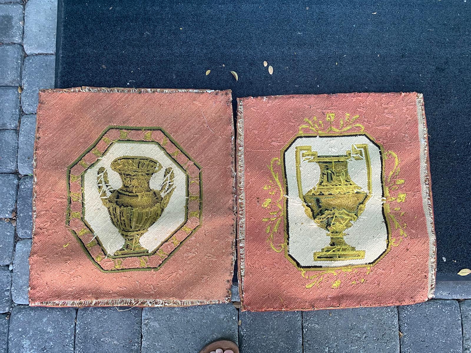 Pair of 20th Century Neoclassical Needlepoint Panels with Urns 12