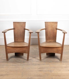 Pair of 20th Century Oak Arts & Crafts Armchairs by MacKay Hugh Baillie Scott