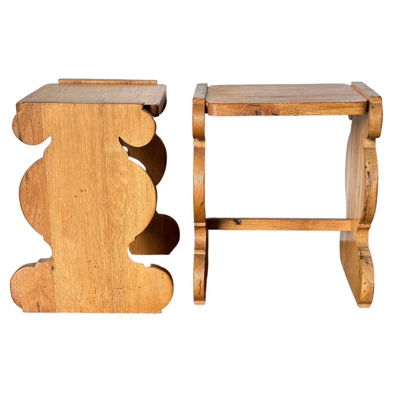 Pair of 20th Century Oak Carved Side Tables/Benches at 1stDibs