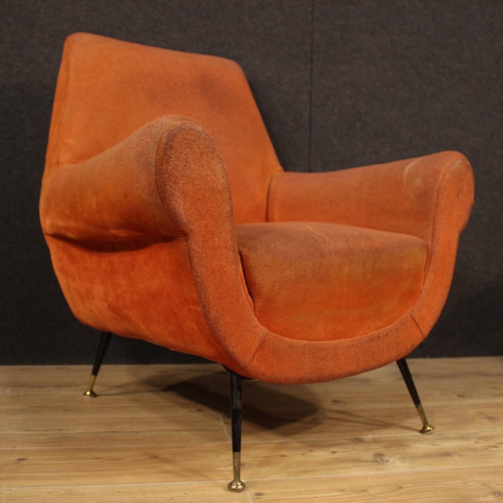Pair of 20th Century Orange Fabric Italian Design Armchairs, 1960 7