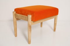 Pair of 20th Century Orange Velvet Vintage Footstools, Edmund Homa, 1960s