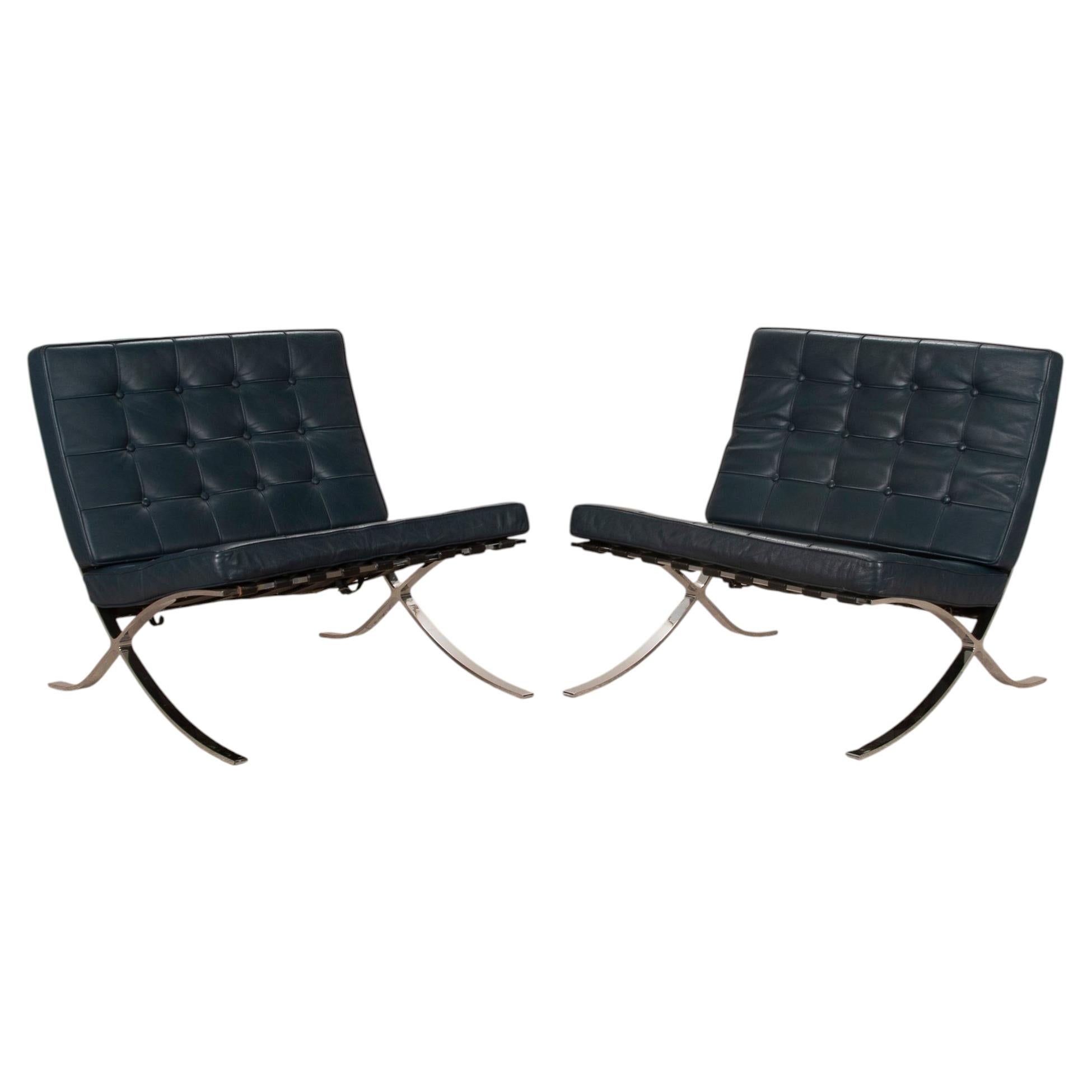 Pair of 20th Century Original Barcelona Chairs by Knoll