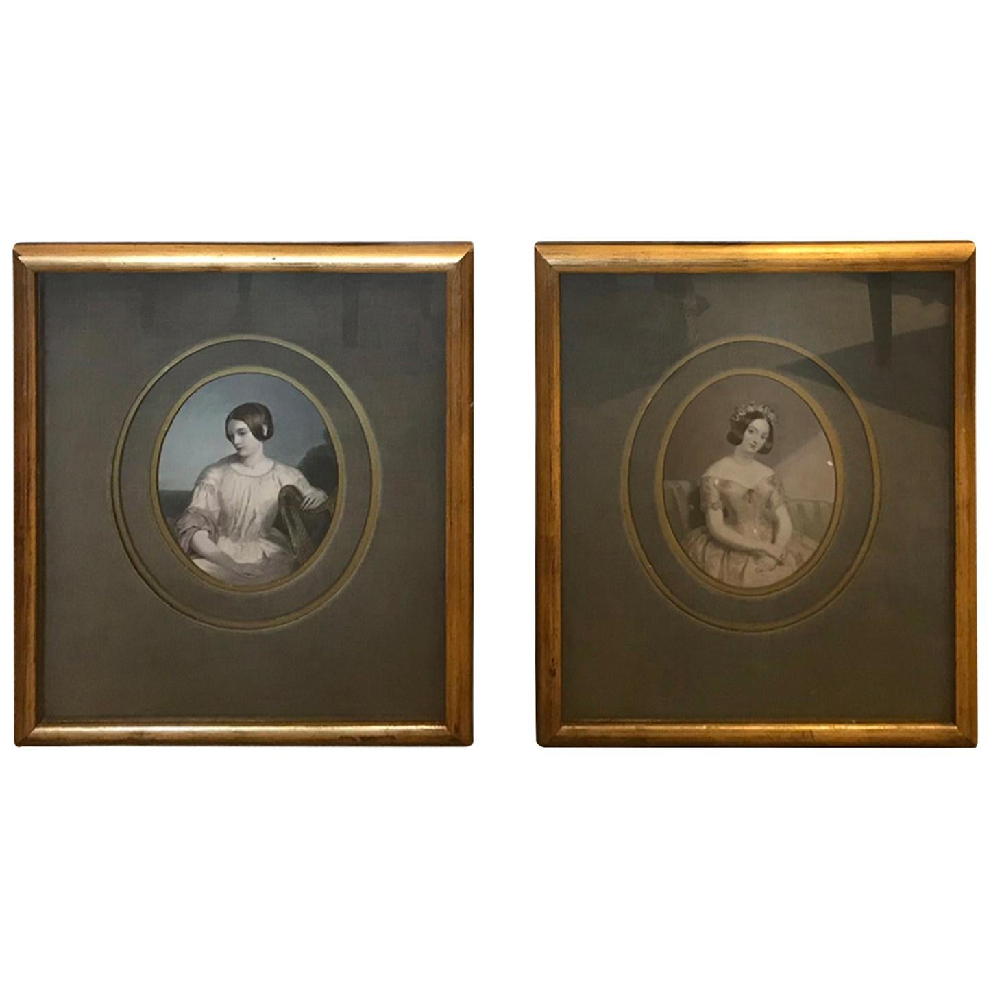 Pair of 20th Century Original Hand Tinted Engravings by Moore, Printed by H Room For Sale