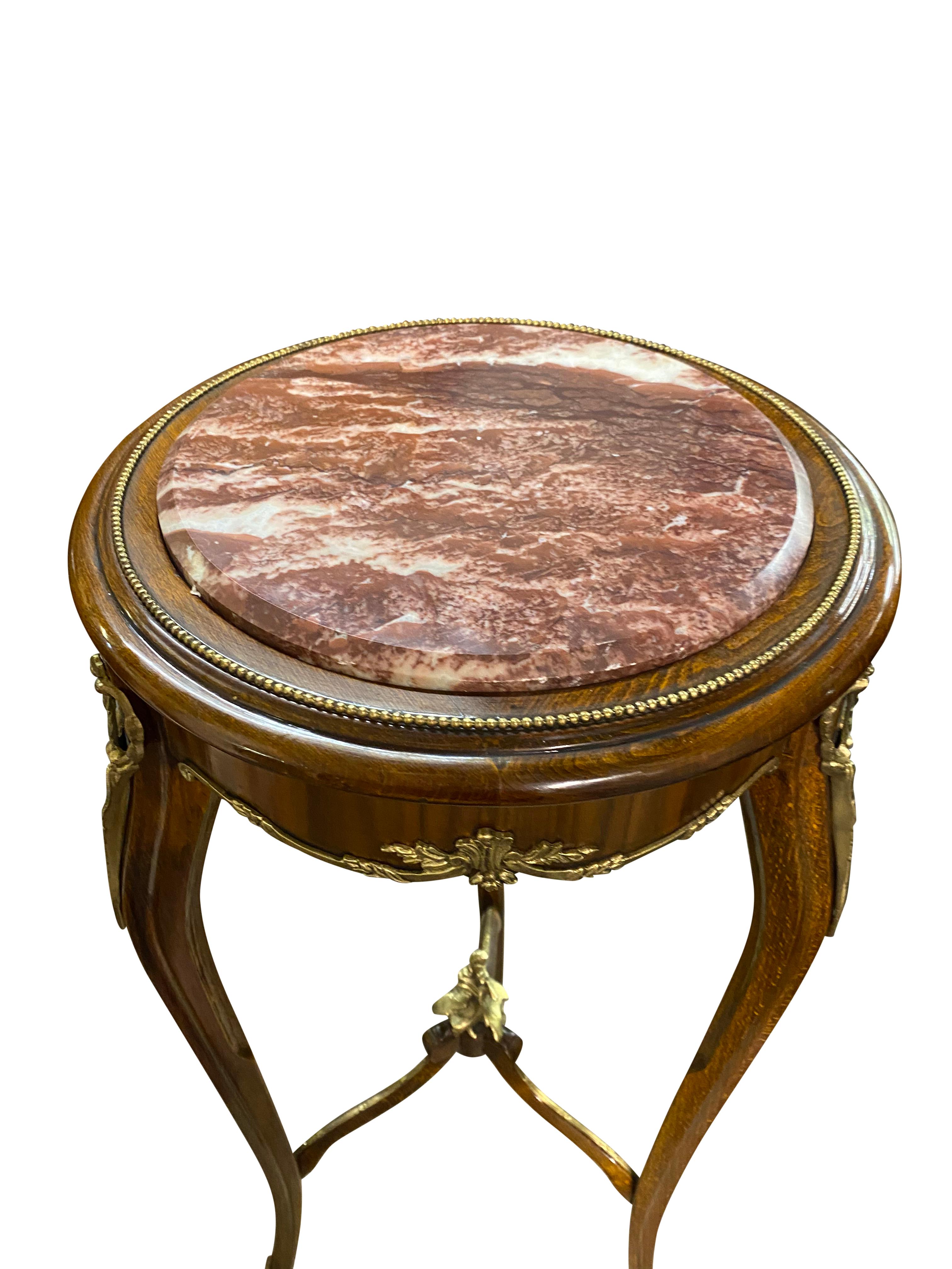 Pair of 20th Century Oval Marble Top Empire Style Side Tables For Sale 7