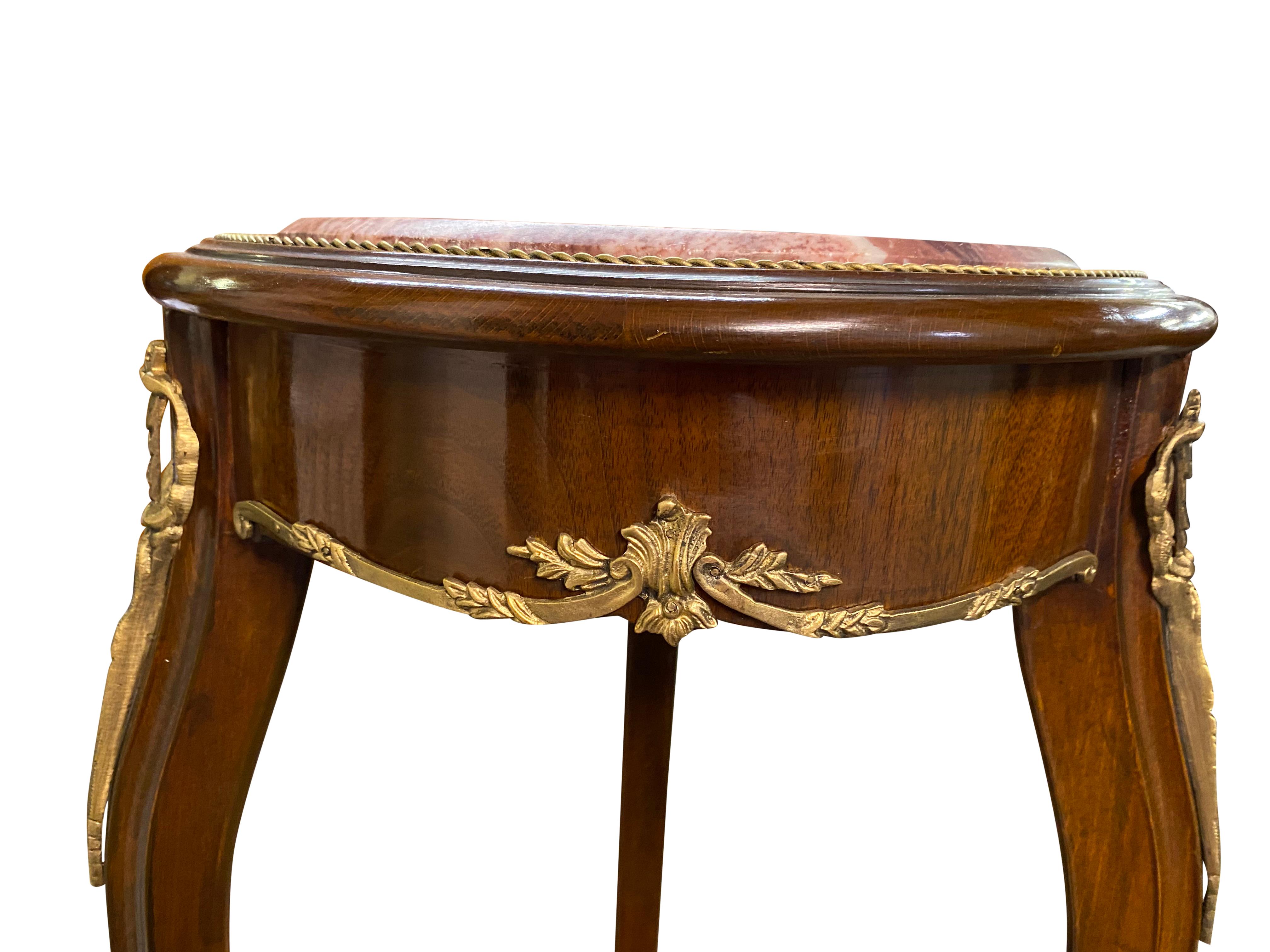 Pair of 20th Century Oval Marble Top Empire Style Side Tables For Sale 10