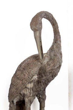 Pair of 20th Century Oversized Bronze Cranes