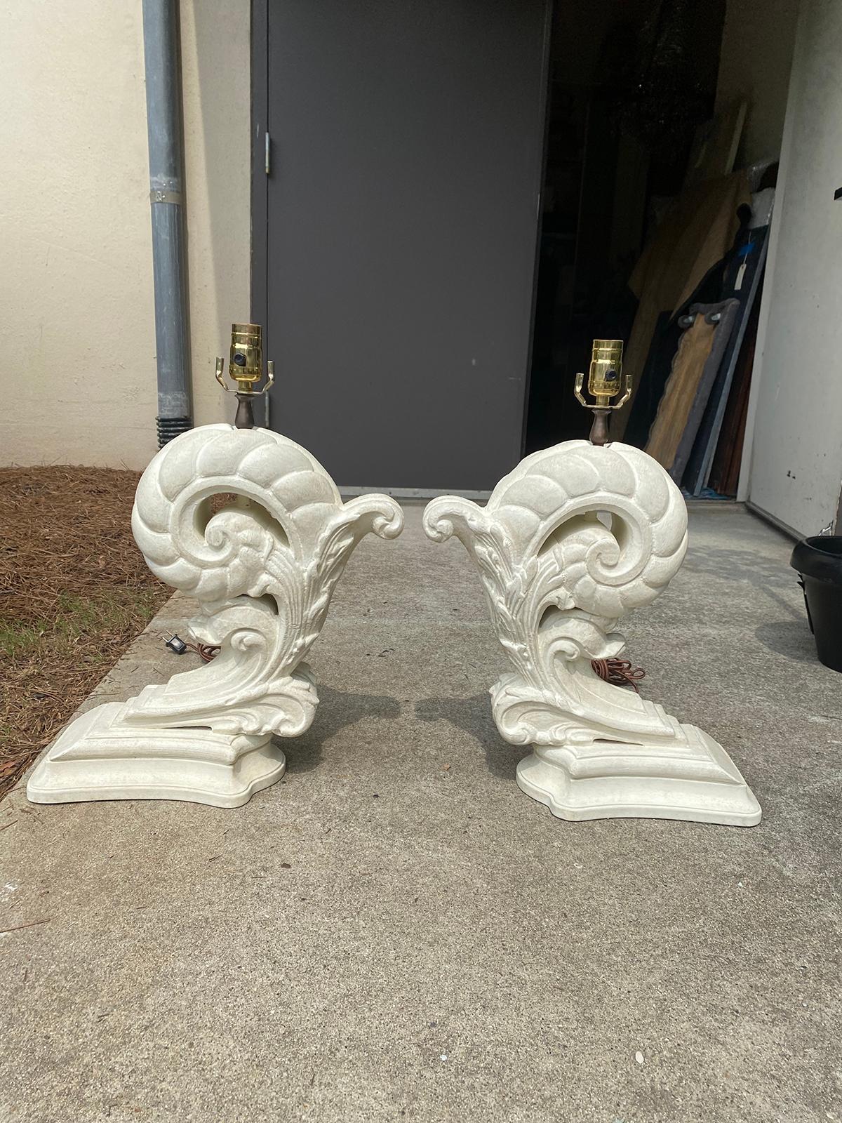 Pair of 20th century painted architectural elements as lamps, custom finish
New wiring.