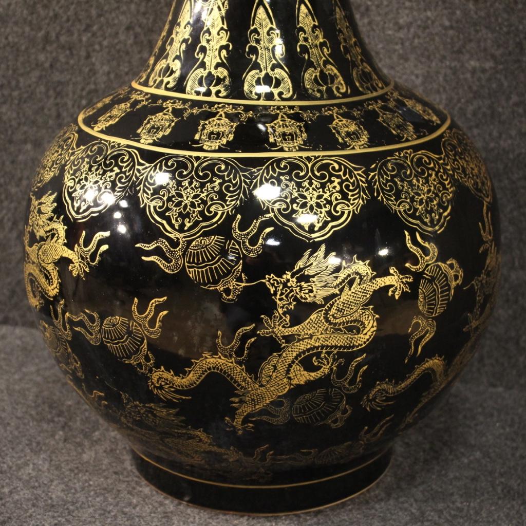 Pair of 20th Century Painted Ceramic Chinese Vases, 1950 3