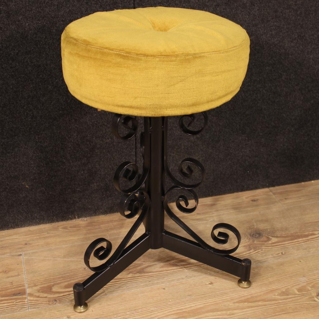 Pair of 20th Century Painted Iron and Velvet Seats Italian Design Stools, 1970 For Sale 8