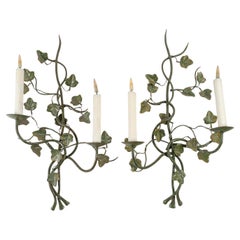 Pair of 20th Century Painted Metal Sconces with Two Lights.