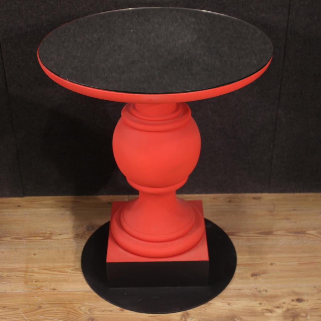 Pair of 20th Century Painted Red and White Wood Iron Italian Side Tables, 1970s For Sale 7