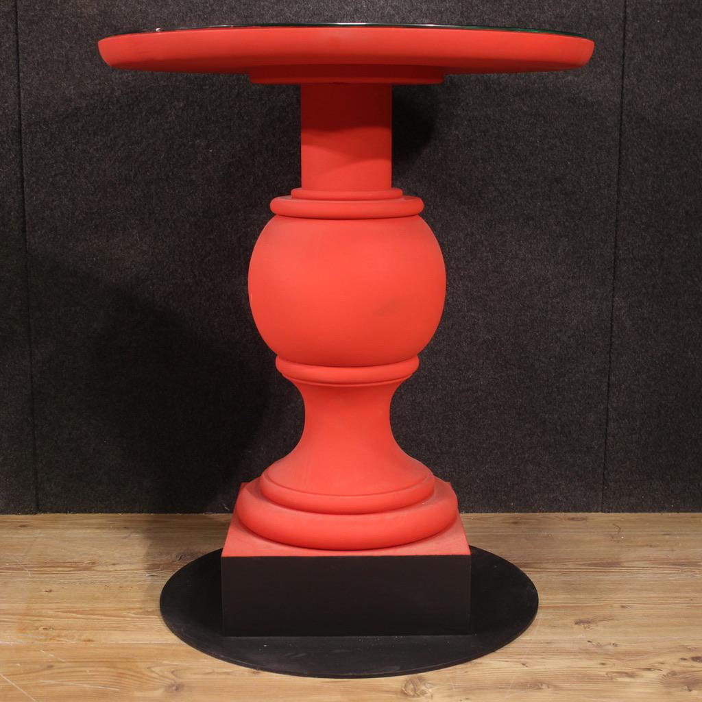 Pair of 20th Century Painted Red and White Wood Iron Italian Side Tables, 1970s For Sale 1