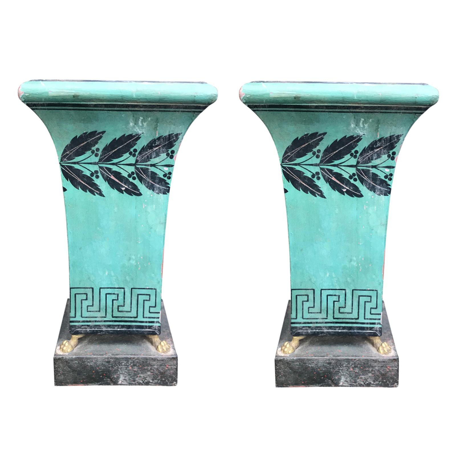 Pair of 20th Century Painted Tole Urns
