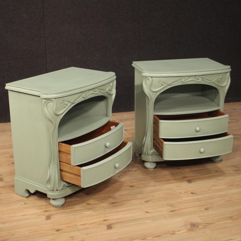 Pair of 20th Century Painted Wood Italian Art Nouveau Style Nightstands, 1970 8
