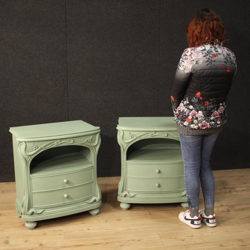 Pair of 20th Century Painted Wood Italian Art Nouveau Style Nightstands, 1970 9