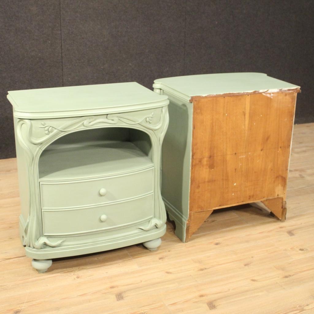 Pair of 20th Century Painted Wood Italian Art Nouveau Style Nightstands, 1970 4