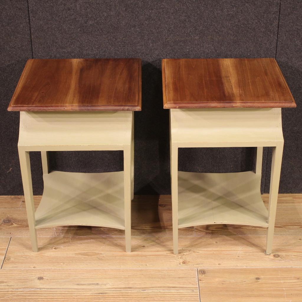 Pair of 20th Century Painted Wood Italian Bedside Tables, 1980 For Sale 3