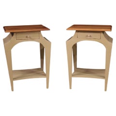 Vintage Pair of 20th Century Painted Wood Italian Bedside Tables, 1980