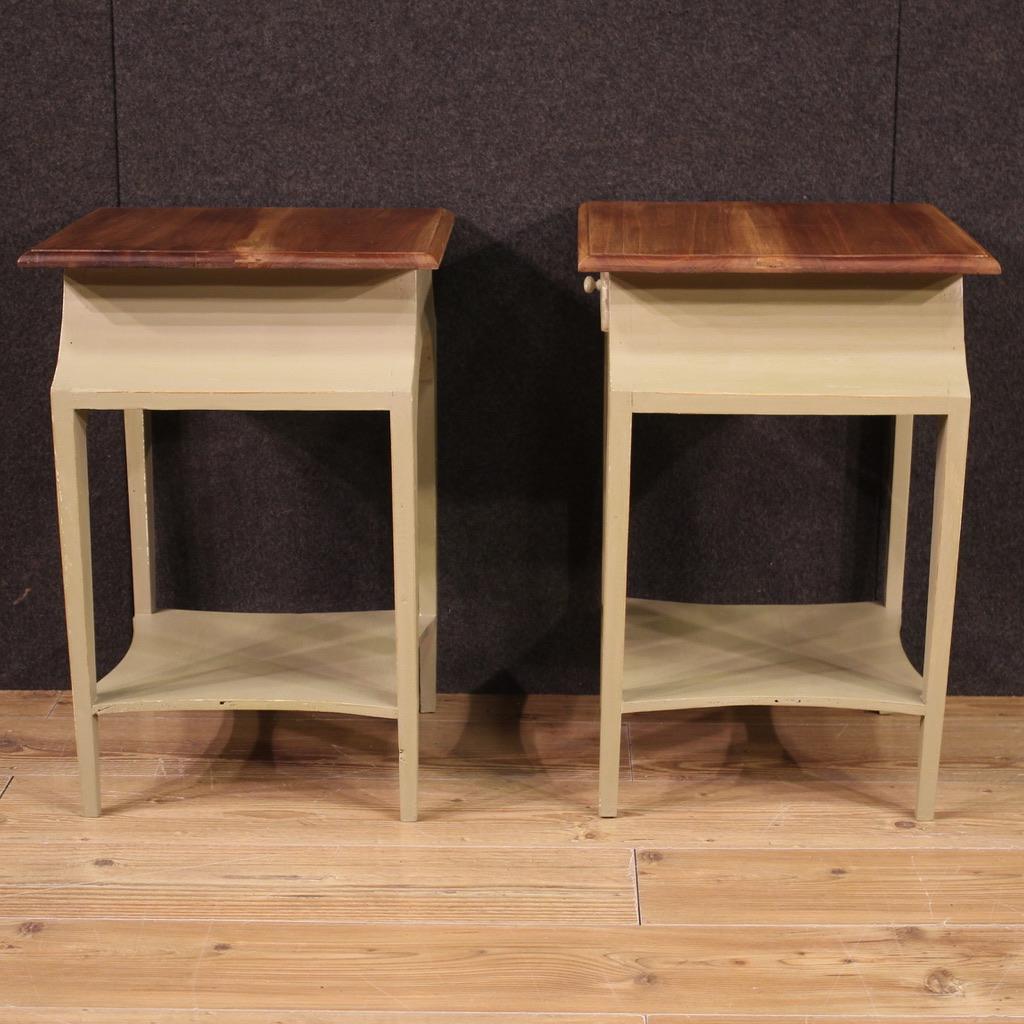 Late 20th Century Pair of 20th Century Painted Wood Italian Design Bedside Tables, 1980 in vendita
