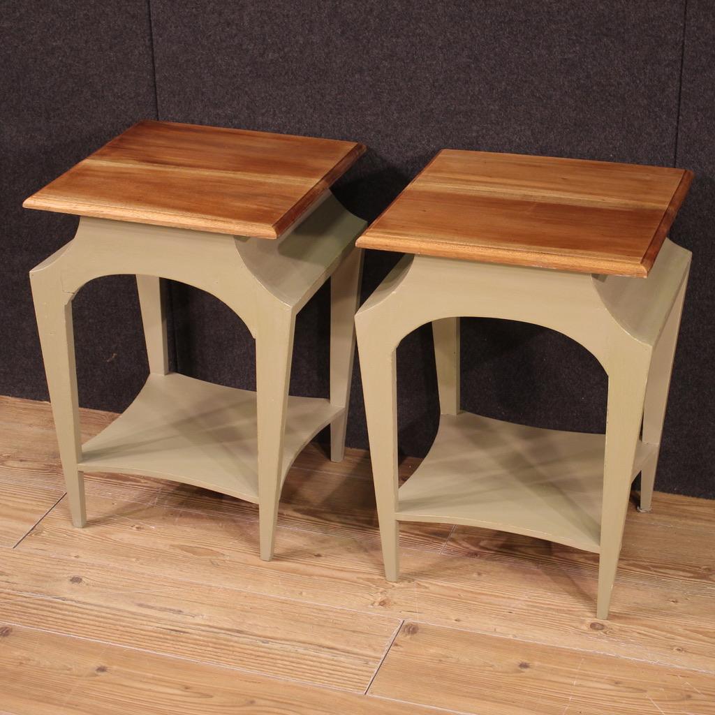Legno Pair of 20th Century Painted Wood Italian Design Bedside Tables, 1980 in vendita