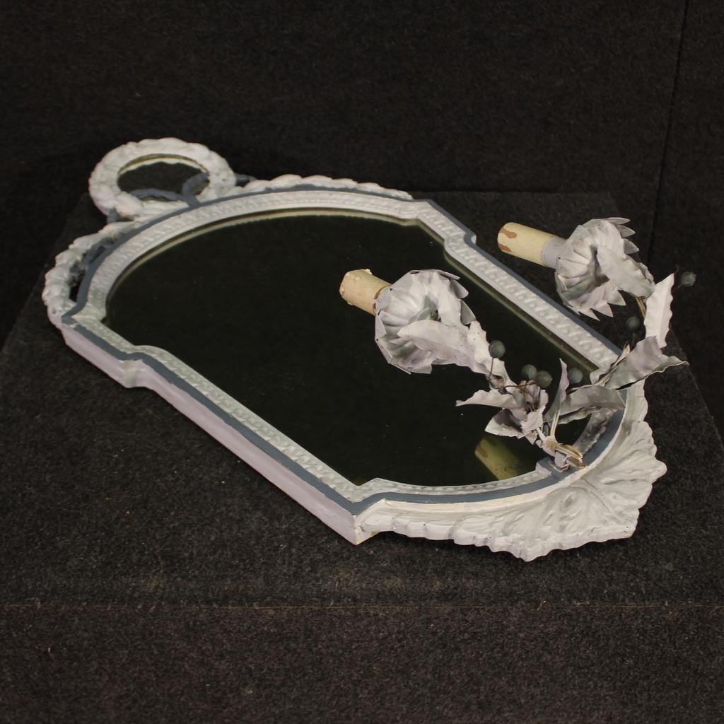 Paire de miroirs italiens de style Louis XVI en bois peint du 20e siècle, années 1950 en vente 5