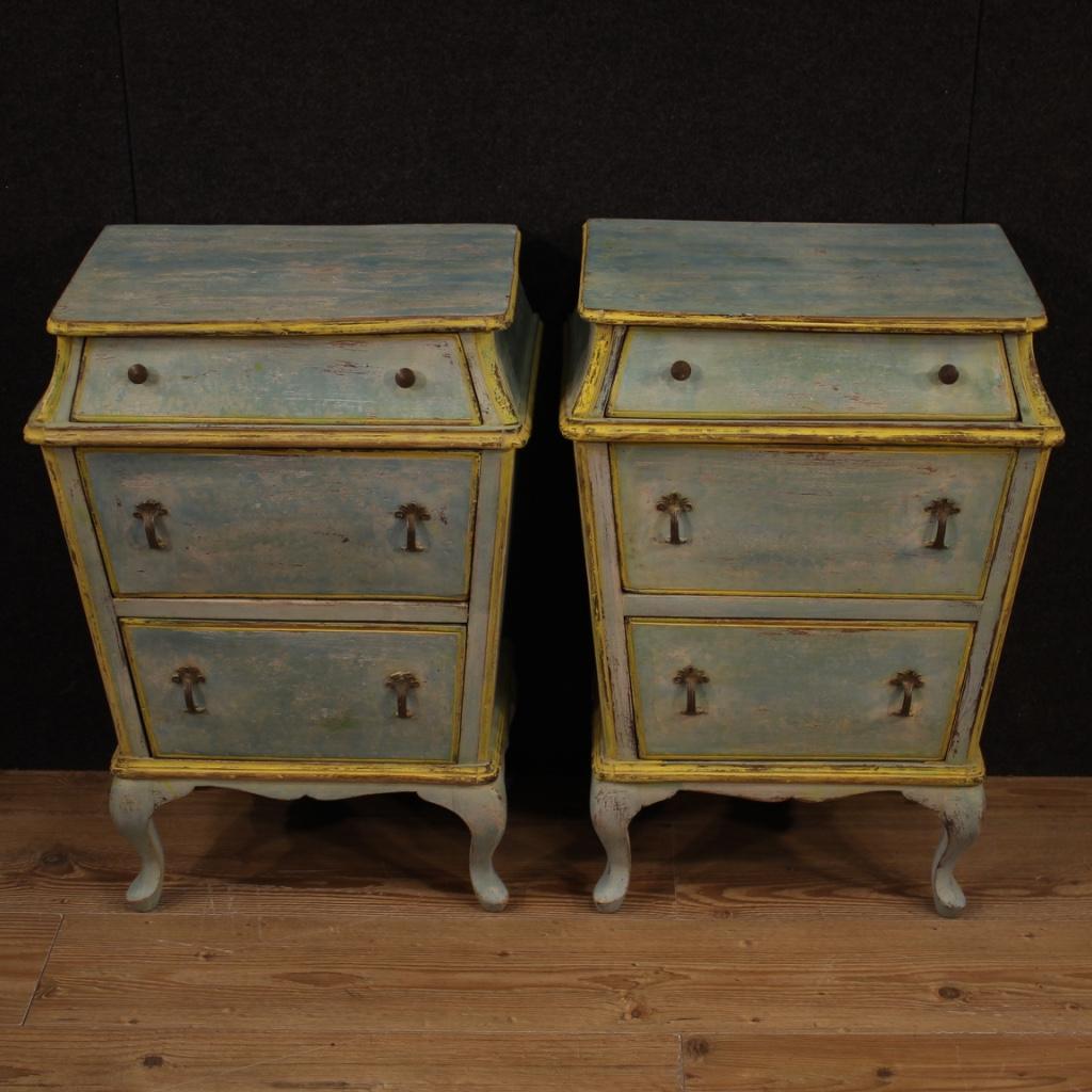 Pair of 20th Century Painted Wood Italian Nightstands, 1960 In Good Condition In Vicoforte, Piedmont