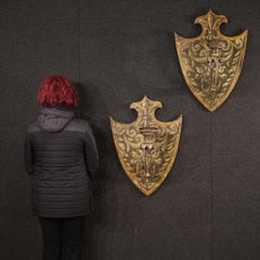 Pair of 20th Century Painted Wood Medieval Style Tuscan Sconces, 1950