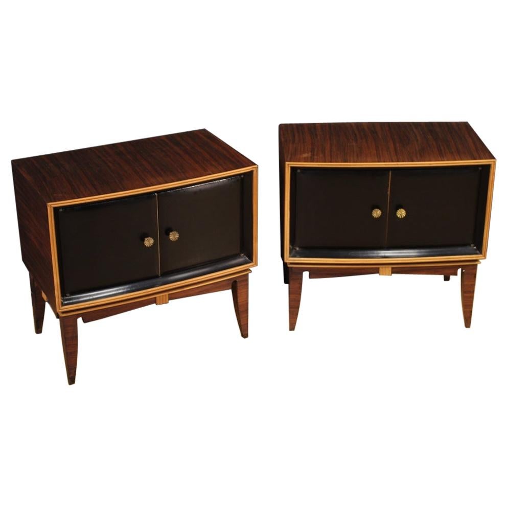 Pair of 20th Century Palisander Exotic Wood Italian Design Nightstands, 1960