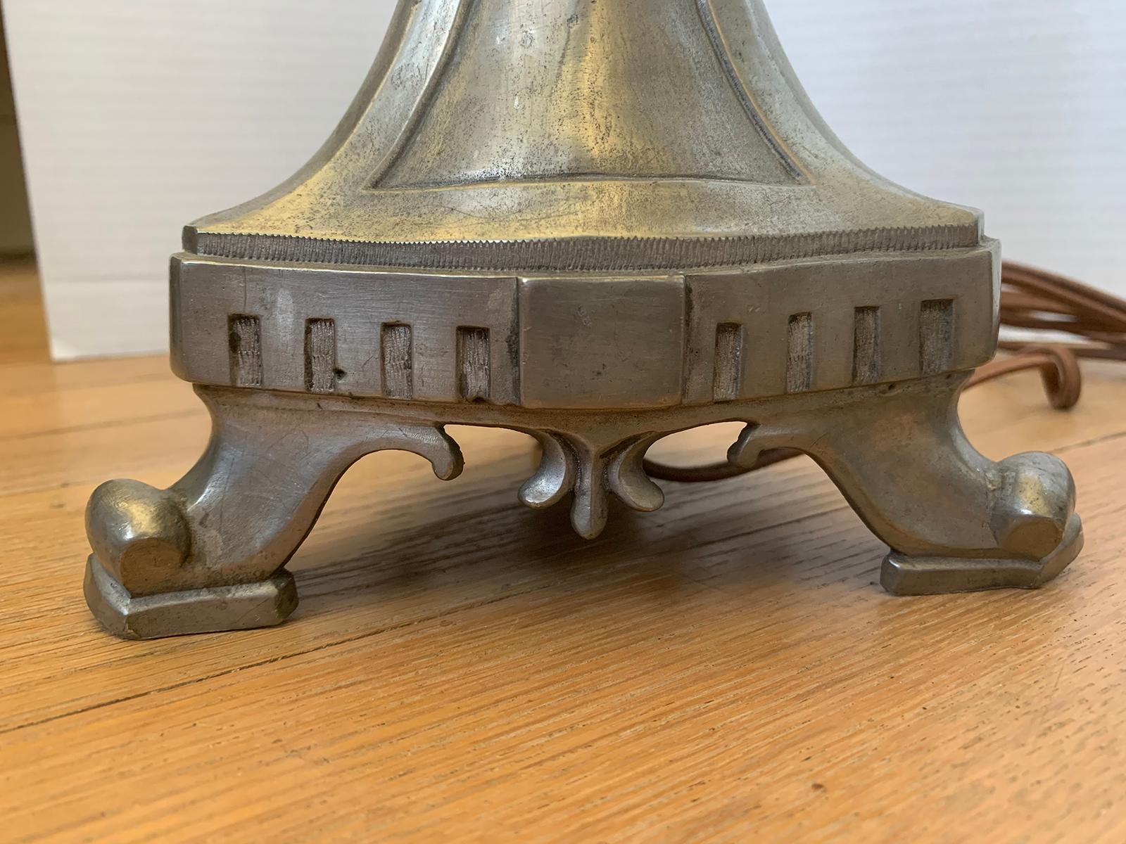 Pair of 20th Century Pewter Candlestick Lamps For Sale 10