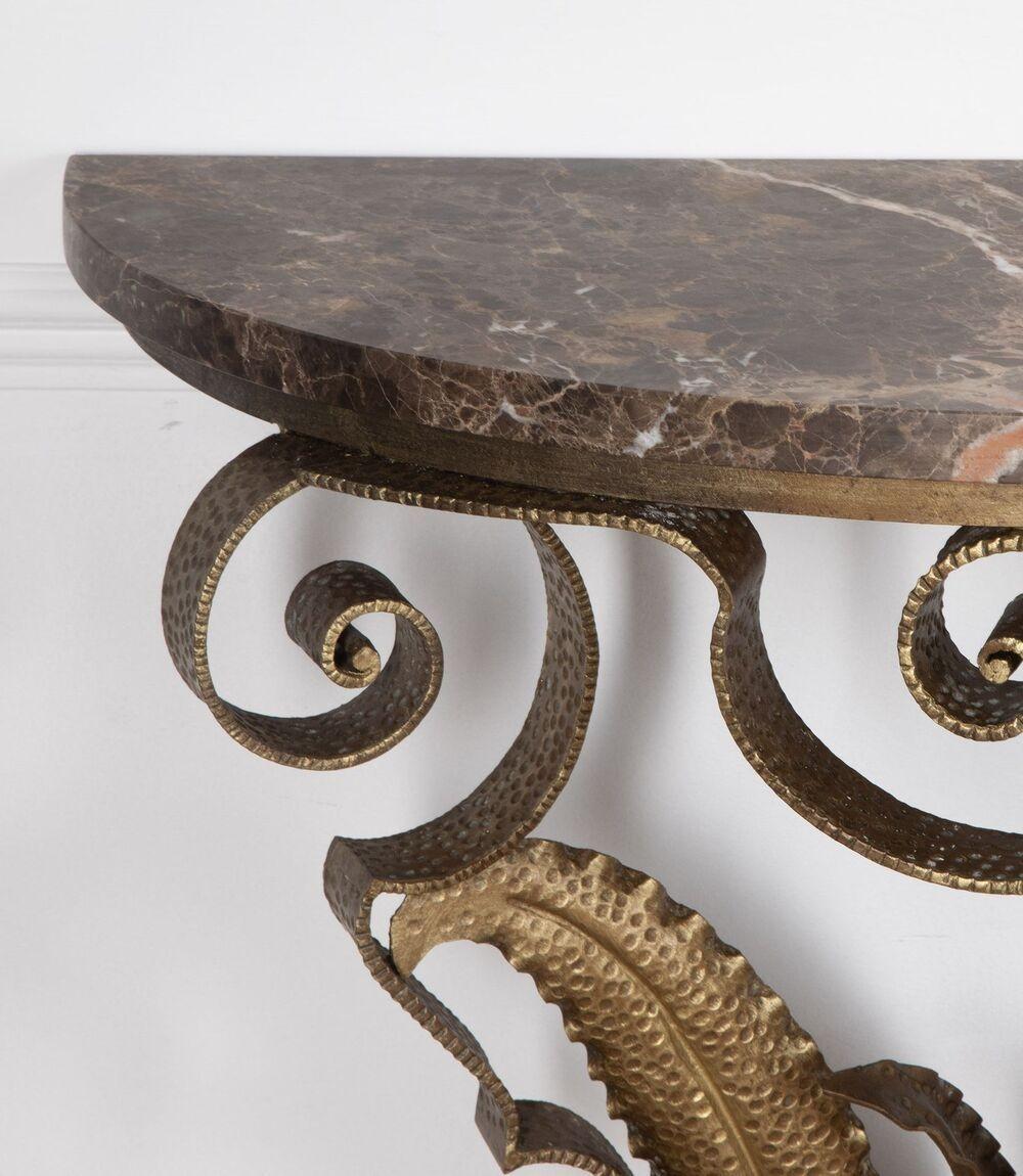 Pair of 20th Century Pier Luigi Colli Gilt Iron Console Tables In Good Condition For Sale In Gloucestershire, GB