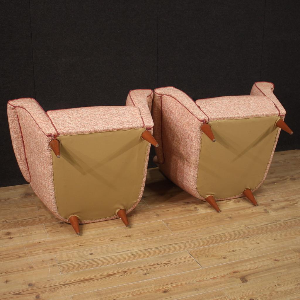 Pair of 20th Century Pink Fabric Italian Giò Ponti Style Armchairs, 1960 For Sale 7