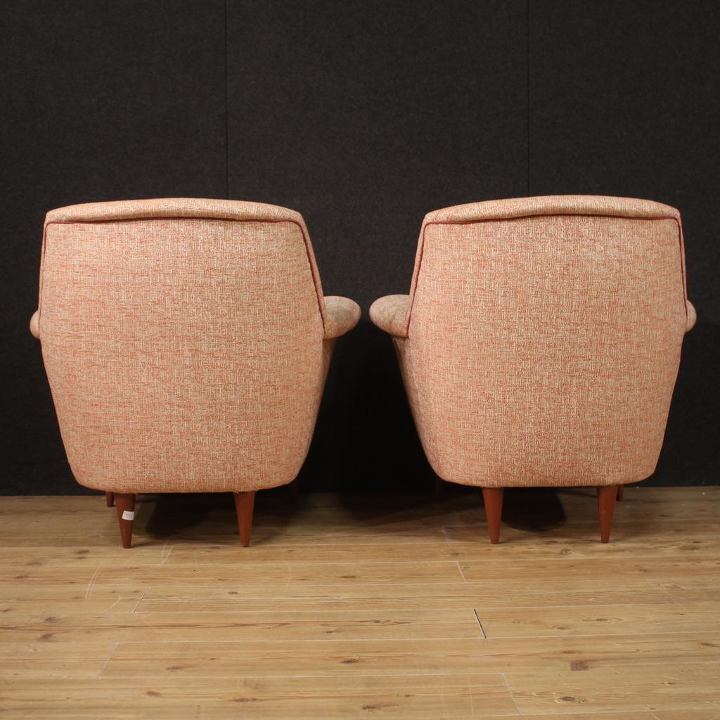Pair of 20th Century Pink Fabric Italian Giò Ponti Style Armchairs, 1960 For Sale 8