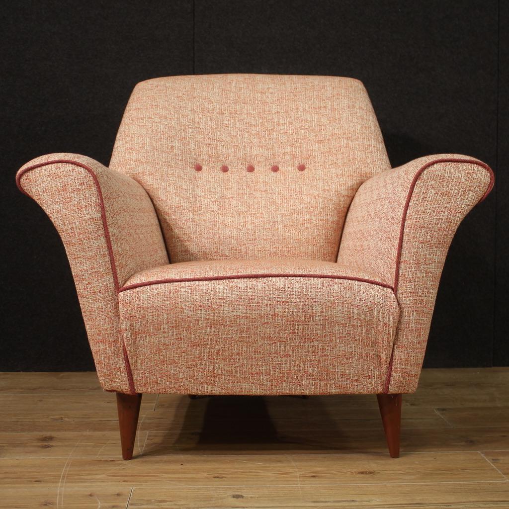 Pair of 20th Century Pink Fabric Italian Giò Ponti Style Armchairs, 1960 For Sale 4