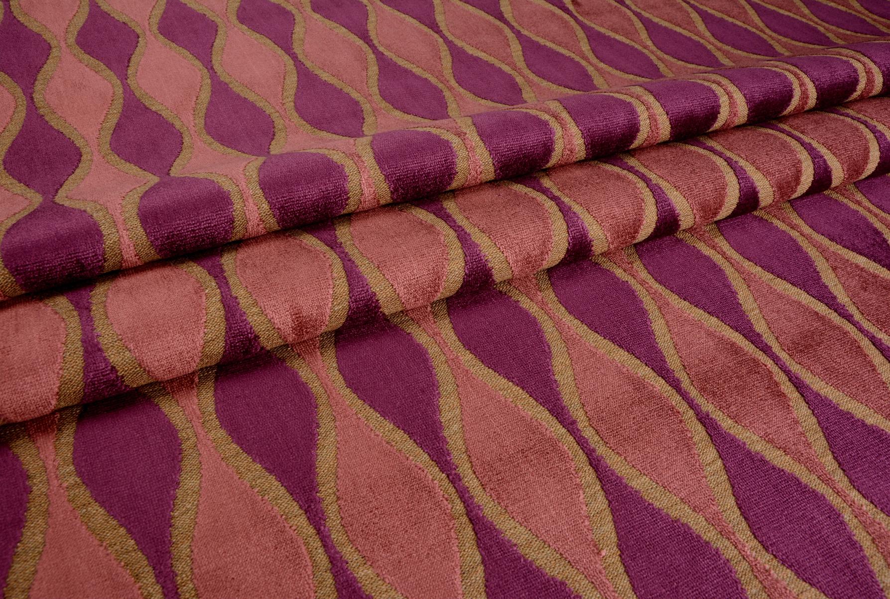 Pareja de escabeles vintage de terciopelo rosa, Edmund Homa, años 60 en venta 1