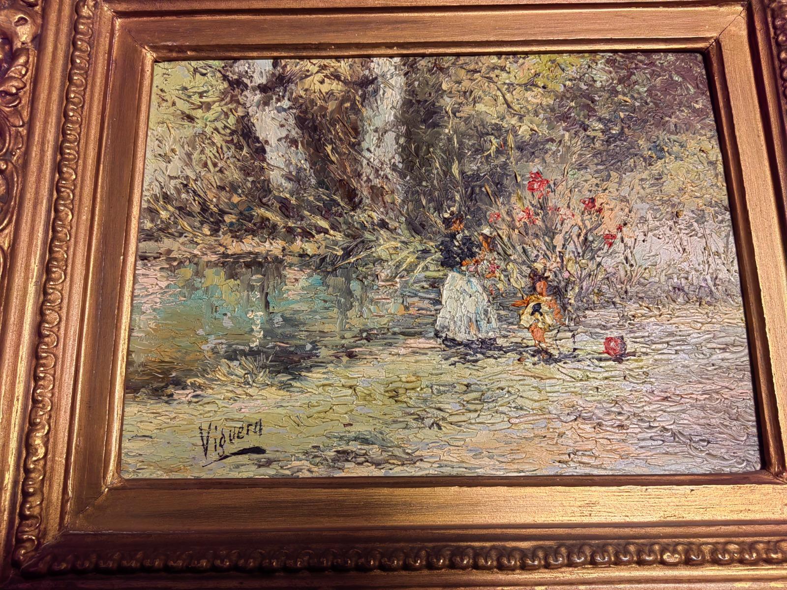 Modern Pair of 20th Century Pointillism Style Oil Paints For Sale